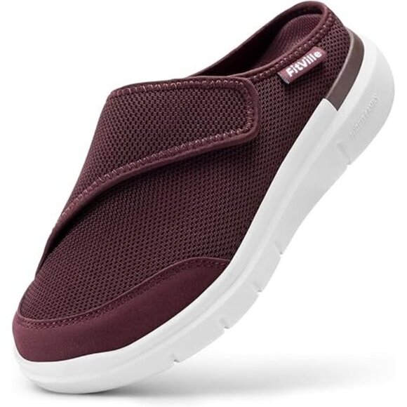 Fitville Womens Extra Wide Adjustable Slip-On Mules With Mesh For Swollen Feet & - Picture 1 of 11